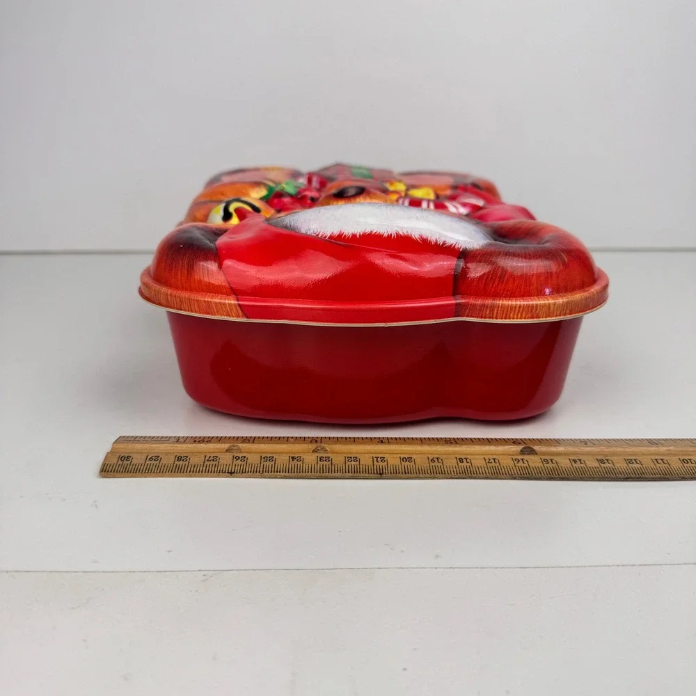 Vtg Teddy‎ Bear Ullman Plastic 3D Collectible Container Christmas Theme w Lid